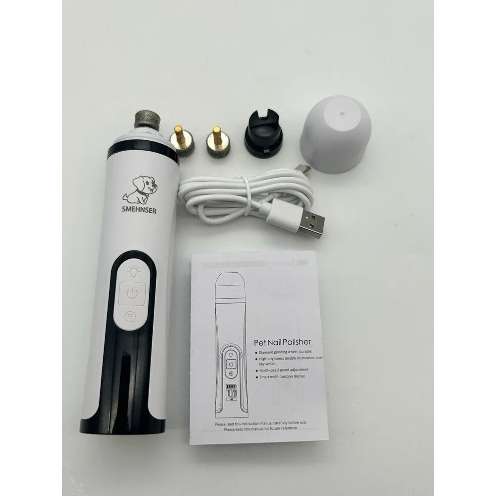 SMEHNSER Pet Nail Grinder Rechargeable Dog Cat Nail Trimmer USB Quiet Grooming
